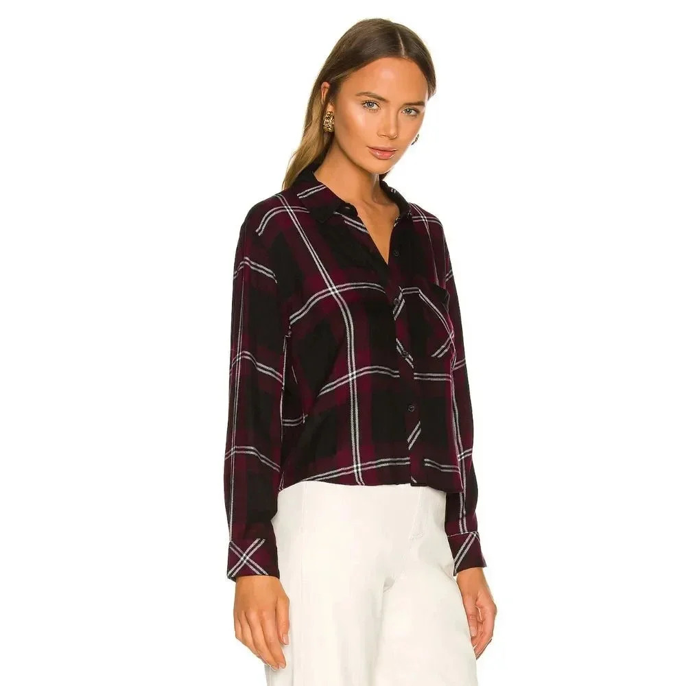 Rails Dylan Button Up Mahogany Black Ivor Top - image 3